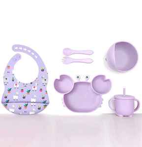 Juego de Cubiertos de Entrenamiento para Niños con Diseño de Dibujos Animados, Babero para Bebé, Tazón Irrompible, Plato Dividido con Ventosa en la Parte Inferior - Product Image 6