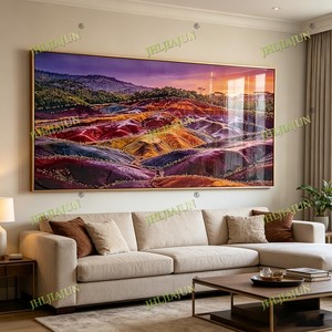 Tableau mural arc-en-ciel de luxe, peinture de paysage aux sept couleurs vibrantes, décoration LED pour salon, peinture en porcelaine cristalline - Product Image 6