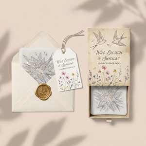Adesivi Trasparenti Personalizzati in PET per Scrapbook con Fiori Selvatici ed Uccelli, Confezione di Adesivi Leggeri - Product Image 4