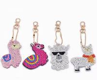 Autocollants de peinture diamantée acrylique peints à la main avec des animaux de dessin animé XIXI, porte-clés DIY pour enfants, cadeaux pour filles