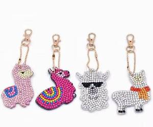 Autocollants de peinture diamantée acrylique peints à la main avec des animaux de dessin animé XIXI, porte-clés DIY pour enfants, cadeaux pour filles - Product Image 1