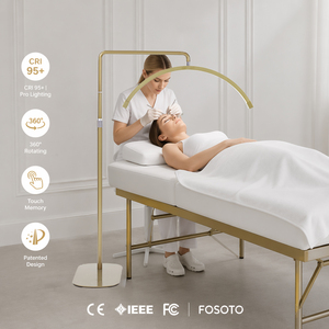 Lámpara LED FOSOTO Beauty Gold <span class=keywords><strong>Moonlight</strong></span> para Pestañas, Luz de Anillo LED para Camilla de Salón, Lámpara para Pestañas con Soporte para Teléfono para Spa y Estética - Product Image 1