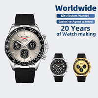 SKMEI Runde Metallgehäuse-Armbanduhr mit Silikonband, Sofort Lieferbar, EL-Hintergrundbeleuchtung, Countdown-Chronograph, Digitale Sportuhr
