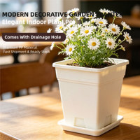 Pot de fleurs carré en plastique auto-arrosant de luxe avec trou de drainage, écologique, durable, kit de propagation de jardin respirant, grand format