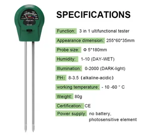 เครื่องวัดค่า PH ในดินแบบ3 In 1,เครื่องวัดความชื้นในดินแบบพกพา