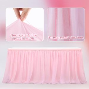 Jupe de <span class=keywords><strong>Table</strong></span> en Tulle Rose Jupe de <span class=keywords><strong>Table</strong></span> à Manger Buffet <span class=keywords><strong>Princesse</strong></span> <span class=keywords><strong>Table</strong></span> Dessert Décorations de Fête pour Baby Shower - Product Image 3