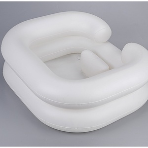Portable Shampoo Bowl Folding Injured Patient <b>Bath</b> & Shower Faucets <b>Inflatable</b> Hair Wash Basin Human Hair Wigs White - Product Image 2