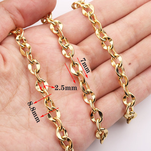 Cadena de acero inoxidable ovalada de 7 mm de ancho, color dorado, resistente, para pulsera, collar, uso decorativo. - Product Image 2