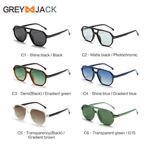 Lunettes de soleil rétro Greyjack, monture en plastique noir, verres TAC, protection UV400, style streetwear unisexe - Product Image 1