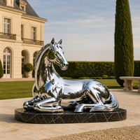 Décoration d'art pour la maison grandeur nature, statue de cheval personnalisée de grande taille, sculpture en acier inoxydable poli miroir