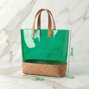 Sac fourre-tout transparent en TPU vert approuvé pour les stades, base en liège, écologique, imperméable, pour événements sportifs, concerts, voyages, cadeaux promotionnels - Product Image 4