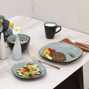 La cena in ceramica di qualità dei pesi massimi integra le caratteristiche sostenibili delle ciotole e dei piatti in pietra nella tazza da cucina - Product Image 3