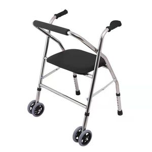 Déambulateur en acier inoxydable avec siège et roues, tube de 25 mm, pliable, pour aide à la mobilité des personnes âgées - Product Image 4