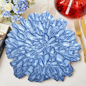 Assiettes de présentation de mariage élégantes <span class=keywords><strong>en</strong></span> <span class=keywords><strong>verre</strong></span> réutilisables or/argent/<span class=keywords><strong>bleu</strong></span>/rose pour banquets et tables de réception à domicile - Product Image 2