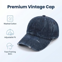 Casquette de baseball vintage en jean vieilli avec patch brodé New York, ajustable, en coton lavé, style Dad Hat avec trou, pour hommes et femmes
