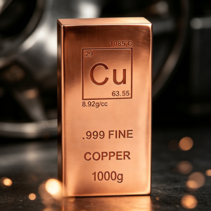 แท่งทองแดงสลักลายพารามิเตอร์ Cu น้ำหนัก 1000 กรัม ของสะสมโลหะแท้หนักแน่น - Product Image 3