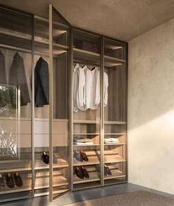 Meubles de chambre italiens organisateurs de placards suspendus systèmes de placards modernes armoire murale compte-gouttes en verre minimaliste armoire - Product Image 4