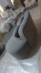 Sofá de terciopelo de lujo nórdico, sofá de forma curva, sala de estar, sofá seccional medio redondo de brazo bajo moderno - Product Image 5