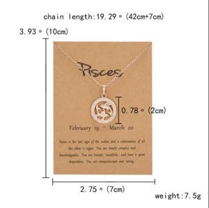 Deseo tarjeta 12 Zodiaco collar nuevo ronda Animal colgante encanto joyería de chapado en oro rosa signos del zodiaco collar - Product Image 3