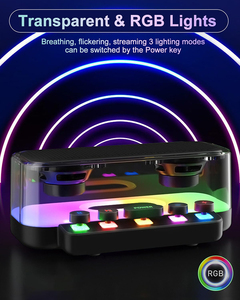 Giá bán buôn xách tay loa kép không dây nhỏ <span class=keywords><strong>Bluetooth</strong></span> loa với bàn phím cơ khí và đầy màu sắc LED ánh sáng - Product Image 4