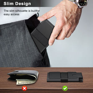 Großhandel Pop-up Geldbörse Kreditkarten-Metallhalter Minimalistischer Individueller Visitenkartenhalter mit Gummiband Männer Geschenk Kartenhalter - Product Image 4