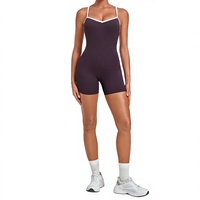 Combinaison de yoga intégrale moulante pour femme, nouveau style, en Spandex/Nylon, anti-transpiration, patchwork color-block, croisement croisé