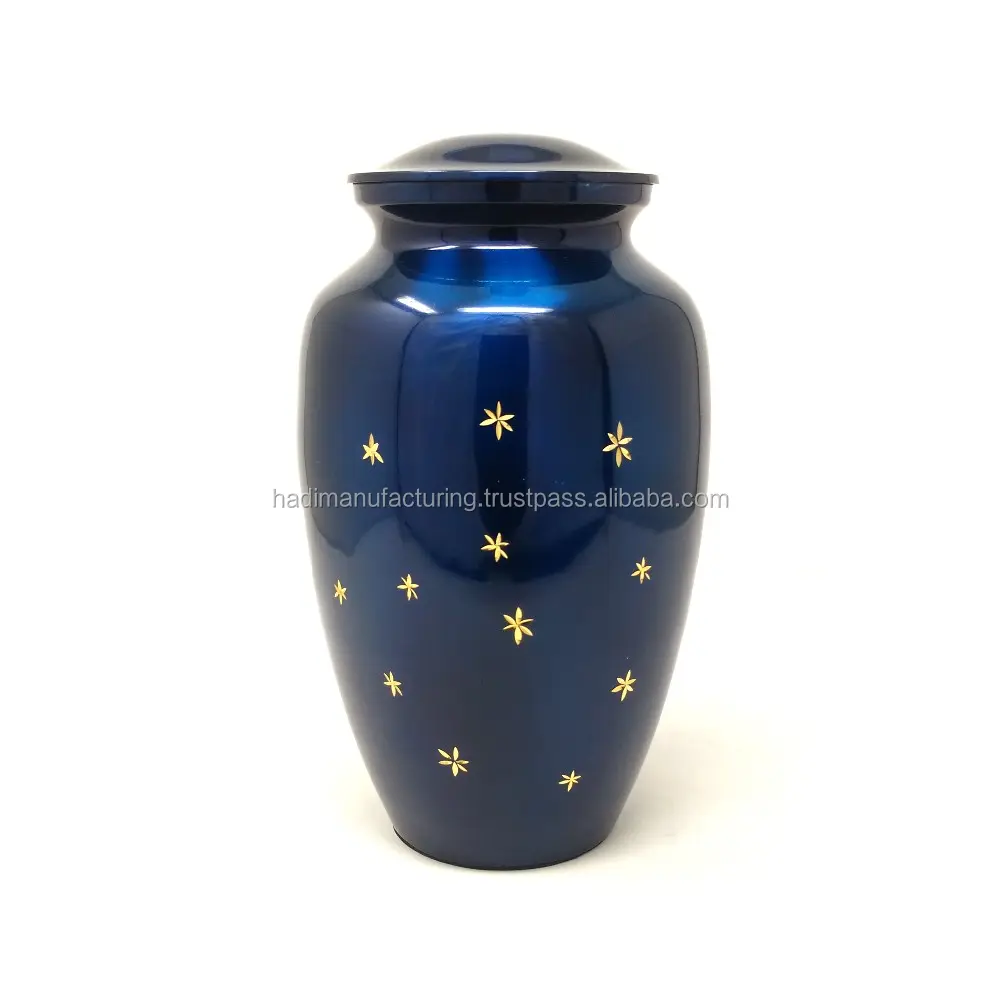 Blue Brass Adult Cremation Urn for Human Cremation Ashes