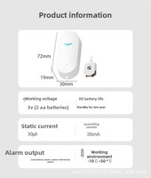 Nouveau détecteur de fuite d'eau intelligent WiFi Graffiti avec alarme, application à distance et PC, autonomie de 2 ans, multi-usages