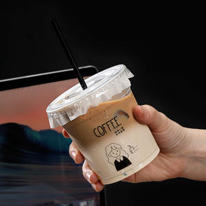 Gobelets jetables modernes pour café et thé au lait avec couvercle transparent à clip et paille, emballage extérieur en <span class=keywords><strong>plastique</strong></span>, portables, vente en gros - Product Image 4
