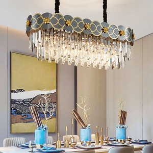 Lustre en cristal doré, luminaire suspendu E26 LED 3500K blanc chaud, hauteur réglable, intensité variable, Ra90 CRI, garantie 5 ans, salon - Product Image 3