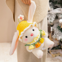 Peluche Lapin Blanc Kawaii avec Fleur au Crochet pour Filles