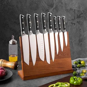 Kit coltelli da cucina professionale all'ingrosso Set di coltelli da cucina 5 cr15mov da 8 pezzi con manico in legno Pakka gamma di coltelli da cucina
