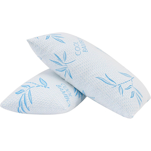 2 Pack <strong>King</strong> <strong>Size</strong> Cooling Shredded Memory Foam Adjustable Bed <strong>Pillows</strong> with Removable/Washable Cover and Bamboo Leaves Pattern - Product Image 5