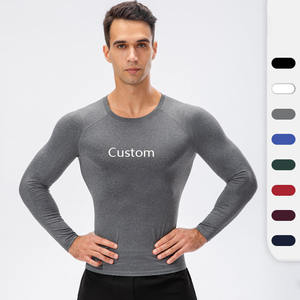 T-shirt d'entraînement ample pour homme avec logo personnalisé, manches longues, séchage rapide, athlétique, pour la salle de sport, la course à pied, la couche de base pour l'entraînement, tissé - Product Image 2