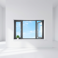 Ventana Abatible de Aluminio con Rotura de Puente Térmico para el Mercado Estadounidense, Ventanas con Doble Acristalamiento y Aislamiento, Marco Negro para Viviendas Residenciales, Tamaño Personalizado