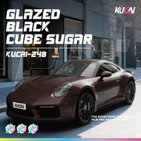 KUCAI 1.52*17 mètres Vinyle de covering automobile PET noir brillant effet sucre glace pour véhicules