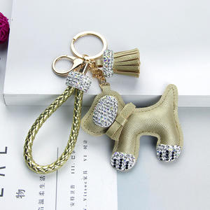 LLavero de cuero <span class=keywords><strong>con</strong></span> diamantes de imitación para perro, colgante para bolso, accesorios - Product Image 1