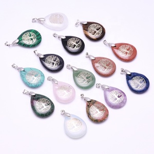 Hot Bán Chữa Bệnh Tự Nhiên Chất Lượng Cao Mini Drop Shape Đá Quý Vòng Cổ Quyến Rũ Có Thể Tùy Chỉnh <span class=keywords><strong>Tree</strong></span> <span class=keywords><strong>of</strong></span> Life Pha Lê Mặt Dây Chuyền - Product Image 2