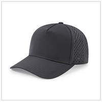 Casquette de baseball 5 panneaux en polyester blanc personnalisée de haute qualité, imperméable, avec perforations découpées au laser en forme de feuille, pour papa, sport, plage