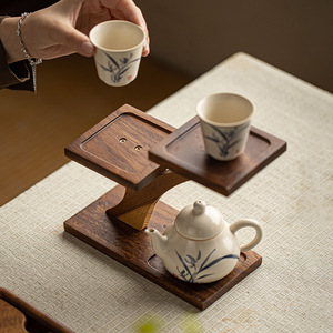Solid wood multi-layer <b>shelf</b>, <b>desktop</b> teacup and teapot display rack, tea table accessory storage rack, home balcony succulent - Product Image 4