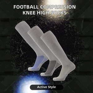 Chaussettes de sport de football athlétiques à compression antidérapantes respirantes écologiques en tricot d'automne Spandex/Polyester/Coton Noir - Product Image 2