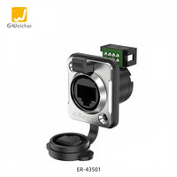 Connecteur étanche ER-RJ45 CAT5E professionnel IP67 mâle/femelle monté sur panneau frontal avec câble Ethernet