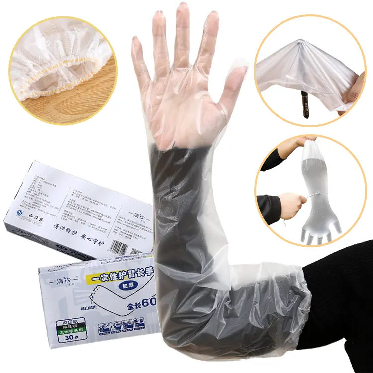 Duurzame Waterdichte Full-Arm Lange Mouwen Handschoenen Cpe/Pe Plastic Rubber Food Grade Catering Huishoudelijke Taken Keuken Afwassen