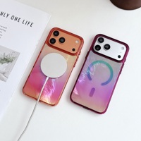 JOYPORODO B523 Coque de téléphone magnétique de luxe 3D en PC à plumes colorées pour iPhone 17 18 Pro Max, antichoc et tendance