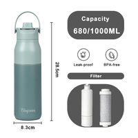 Bouteille d'eau en acier inoxydable à double paroi avec filtre, sans BPA, nouvelle arrivée, 680 ml/1000 ml, logo personnalisé de luxe