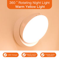 Lampe murale à détecteur de mouvement, rotation à 360°, LED sans fil, lumière de chambre à coucher, rechargeable par USB, économie d'énergie, induction corporelle PIR, lumière de placard