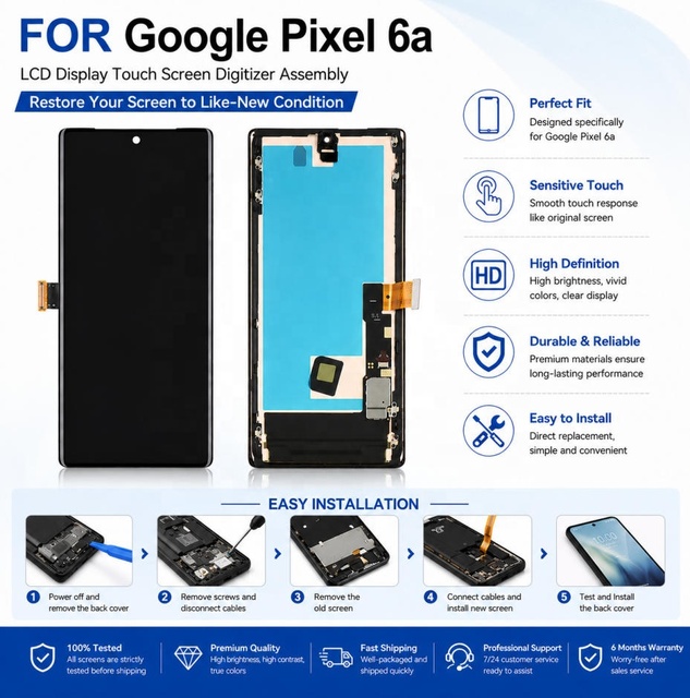 Original Touch Digitizer LCD Screen Assembly For Pixel 6Pro Display Replacement Phone Repair Spare Supply Wholesale Parts Stock