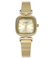 Montre à quartz pour femmes avec bracelet en acier inoxydable et logo personnalisé à l'arrière, affichage manuel, sélection du mouvement à quartz, montre carrée