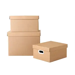 Tape-Free Assembly Reusable Large Storage Organizer Cardboard Moving House Box With Plastic Handles