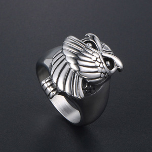 Owl Animal Shape <b>Titanium</b> Steel <b>Ring</b> Unisex Fashion Jewelry Gift SA525 - Product Image 2